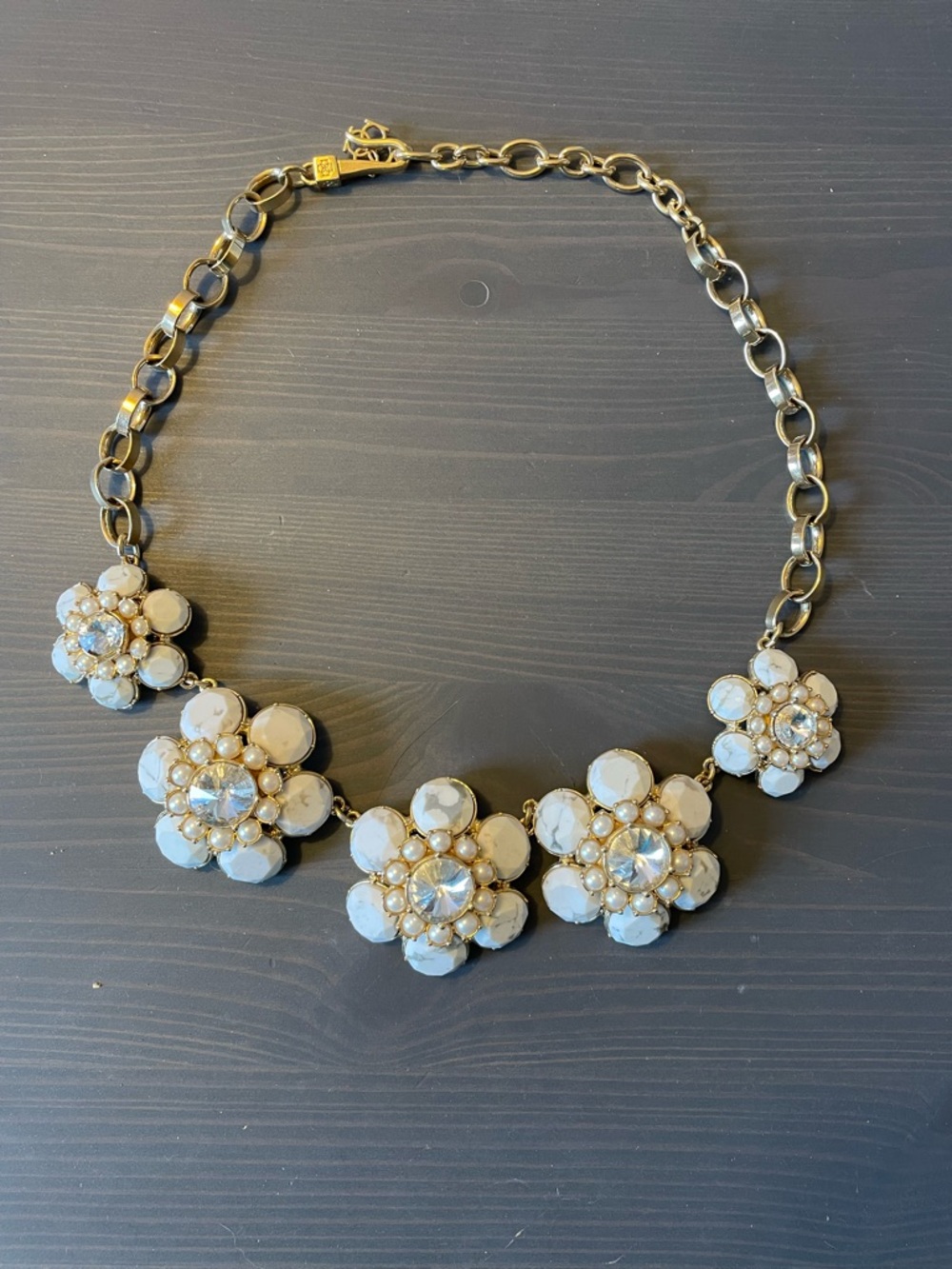 Ann Taylor Gold-Tone White Floral Statement Necklace